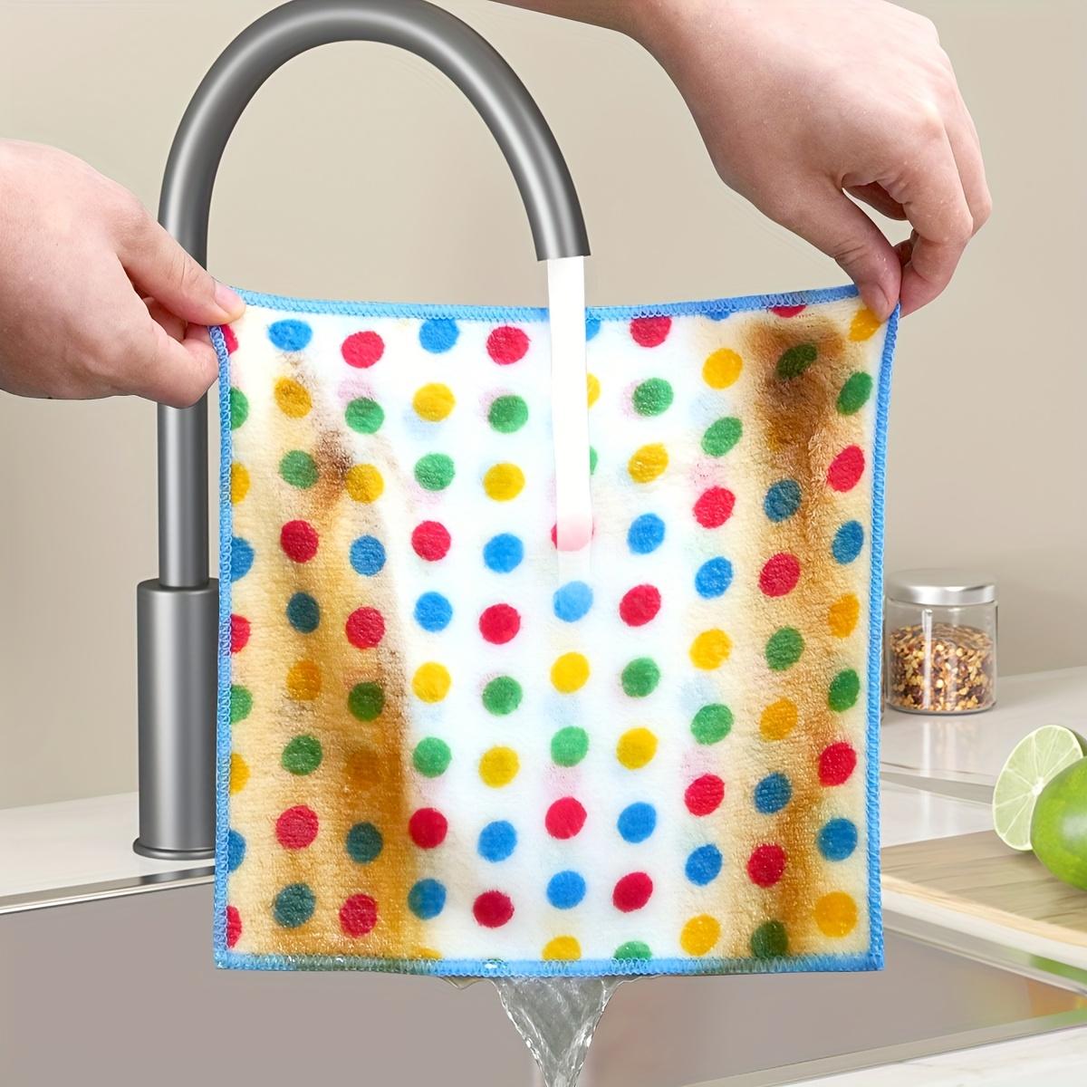 

Круглая ткань в горошек Салфетка для мытья посуды из супертонкого волокна, Многоцелевая салфетка для посуды, Двусторонняя чистящая салфетка, Губка для мытья посуды, Чистящие инструменты 10pcs разноцветный