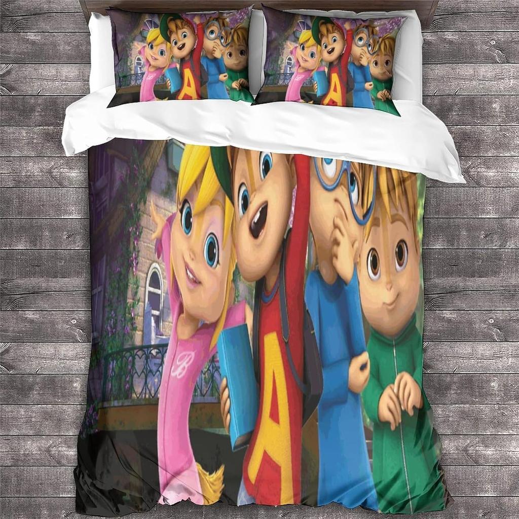 Cartone animato Alvin & Chipmunks Copripiumino Federa Set Biancheria da Letto Adulto Ragazzo Ragazza Decorazione Camera da Letto Bambini Singolo Doppio