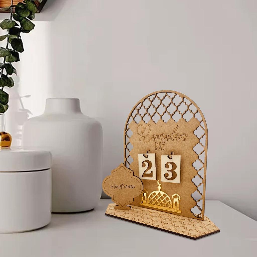20X15X1CM Ramadan Advent Calendar Wooden Ramadan Countdown Calendar For Home Islamic Muslim Party Decor DIY Eid Mubarak Ornament