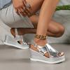 Modieuze Zomer Sleehak Sandalen voor Dames 2024 Goud Zilver Hoge Hak Platform Sandalen Dames Dikke Zool Rome Sandalen Dames
