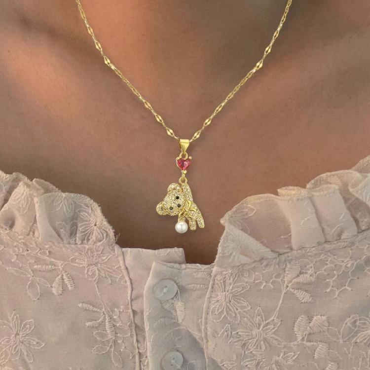 Simple Necklace Fashionable Bear Pendant Necklace Bear Neck Jewelry Perfect for Youthful Couple or Close Friend Present