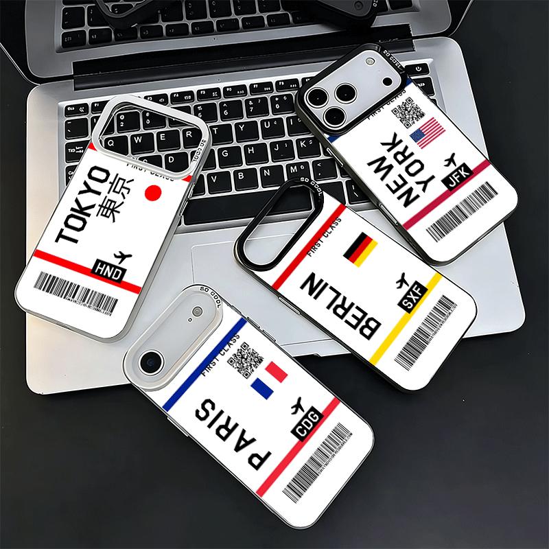 Travel Air Ticket Label Shockproof Phone Case for iPhone 17 Air 16 16E 15 Pro Max 14 Plus 13 Mini 12 Back Cover Anti Fall Fundas