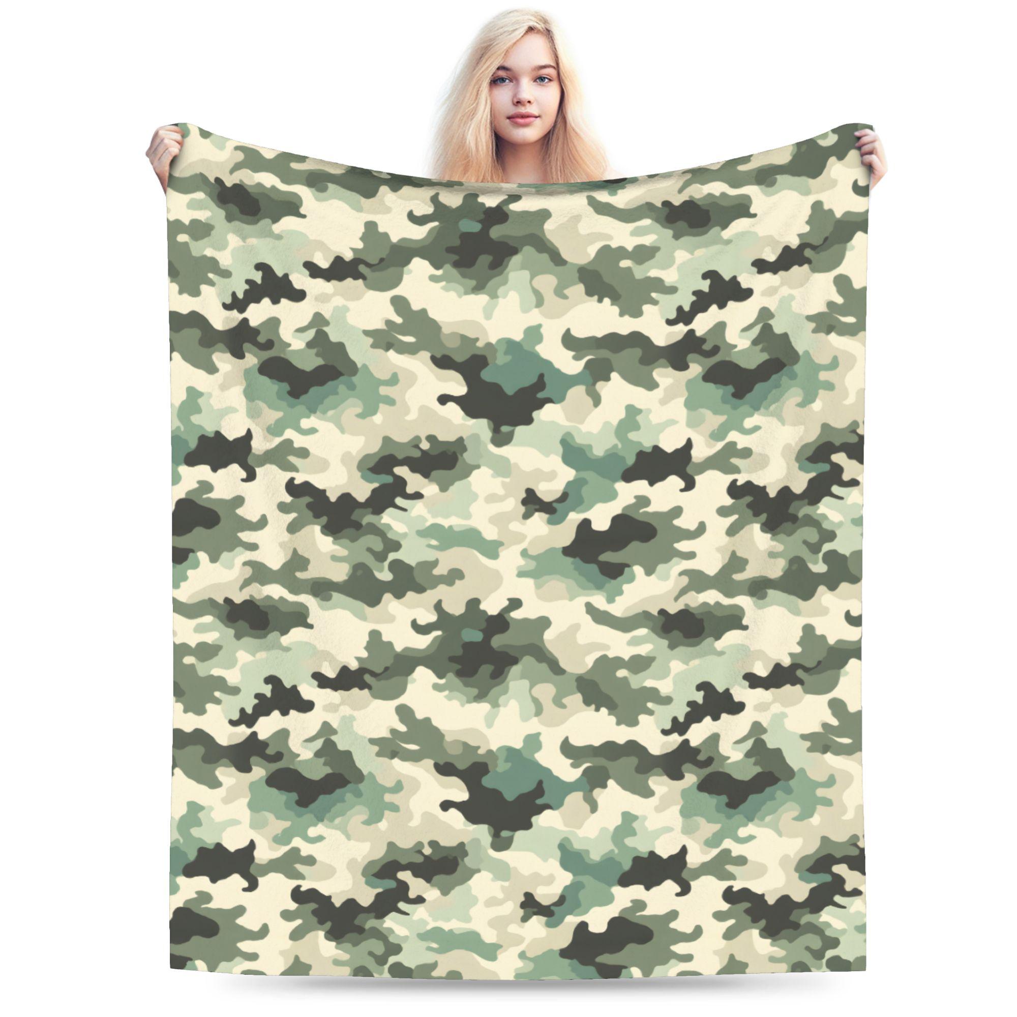 Camo Camouflage Blanket Fleece Printed Portable Warm Throw Blanket for Home Car Bedspread 75X95CM