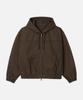Draw Fit Washed Over Denim Hooded Zip-Up Jacket [Vintage Brown]