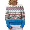 Women's Fashion Soft Long Sleeve Printed Neck Pullover Sweater for Fall Winter