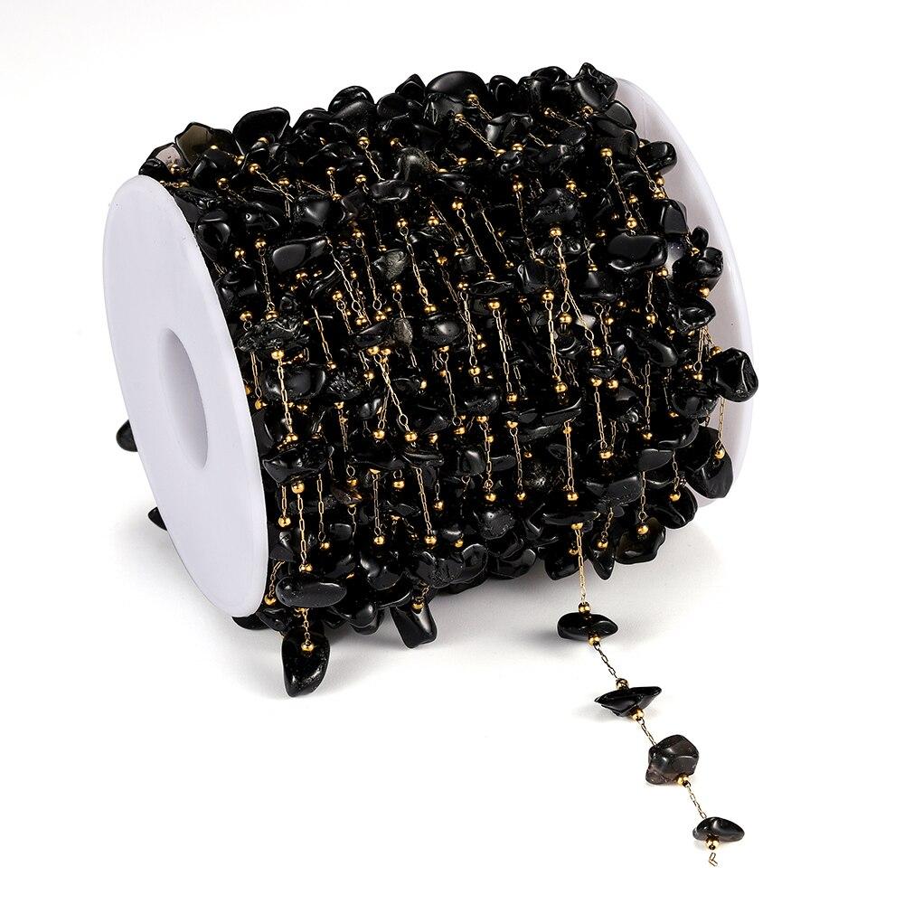 1 metr kamienny łańcuszek kryształowe nieregularne szklane kamienne koraliki łańcuchy ze stali nierdzewnej dla naszyjnik DIY bransoletka komponenty do wyrobu biżuterii