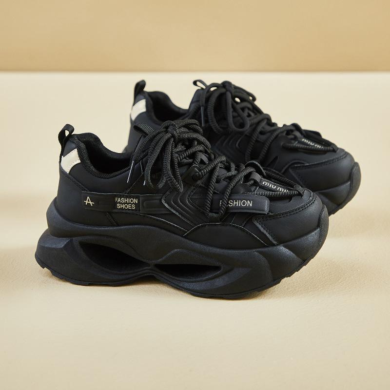 

Кроссовки на толстой платформе для женщин, кроссовки на шнуровке, удобные нескользящие кроссовки из искусственной кожи для ходьбы, теннисные кроссовки, женские, легкие, спортивные, для папы 38