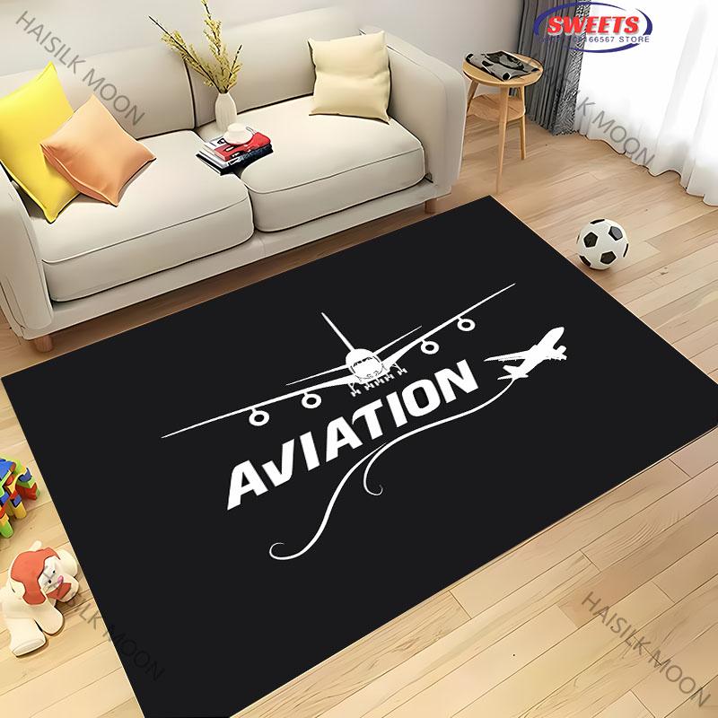 1PC Aviation Theme Airplane Runway Carpet for Home Soft Rug Kid's Playmat Coffee Table Mat Leisure Balcony Doormat Washable Mat