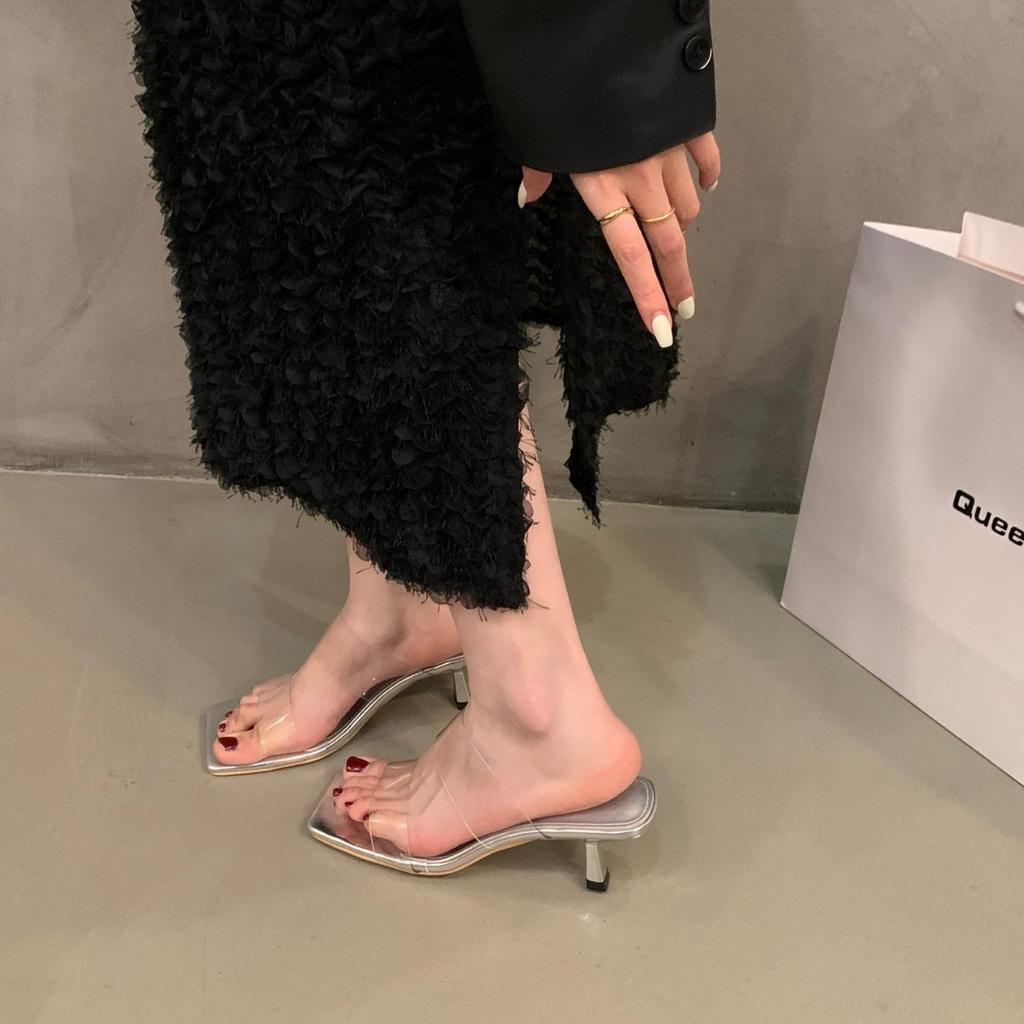 French Temperament Transparent with Cool Slippers Fairy Shoes Summer Wear 2025 New Summer High Heels Sandals