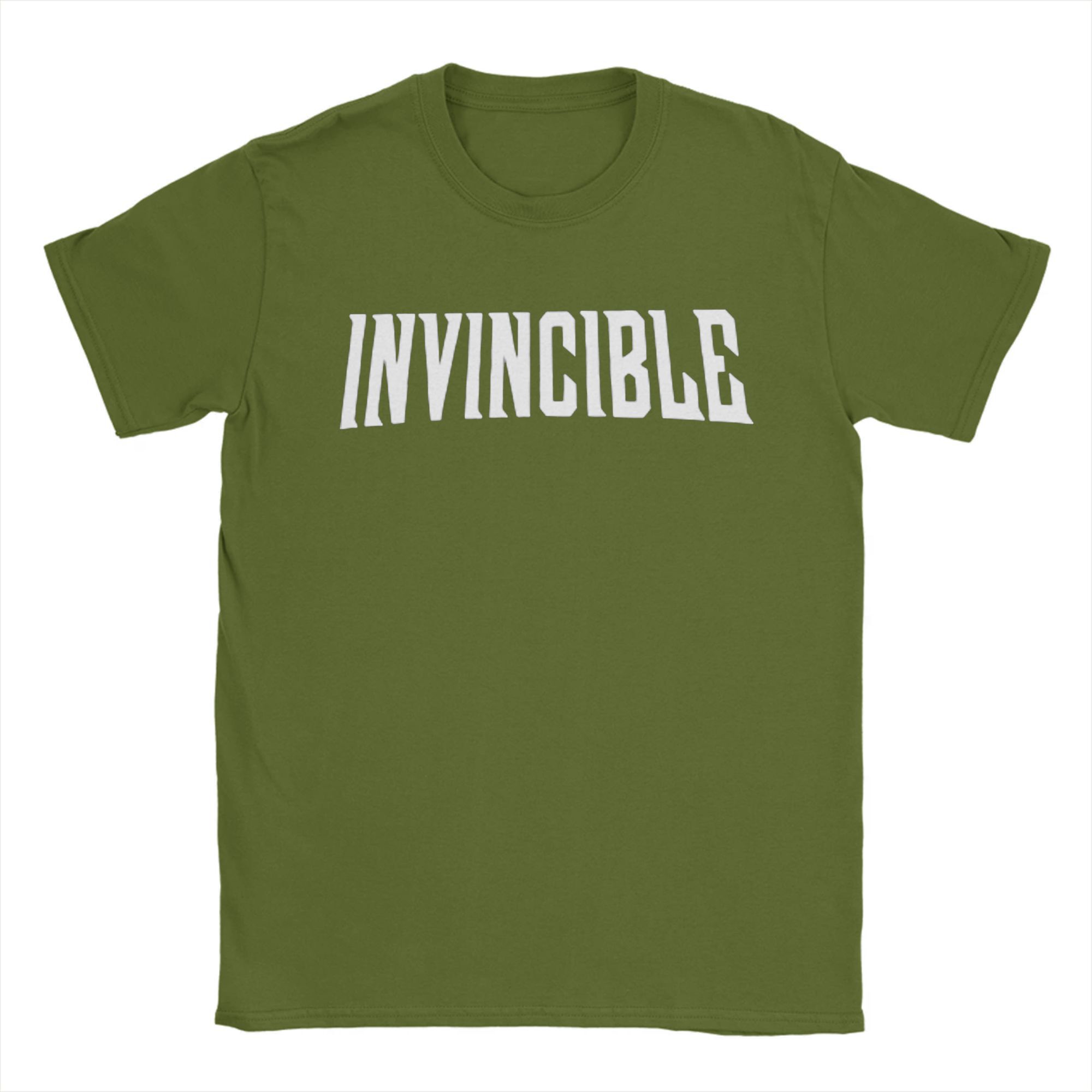 

Мужская футболка Invincible Comic Logo Уникальная хлопковая футболка с коротким рукавом Футболка с круглым вырезом Топы с графическим принтом S армия зеленый