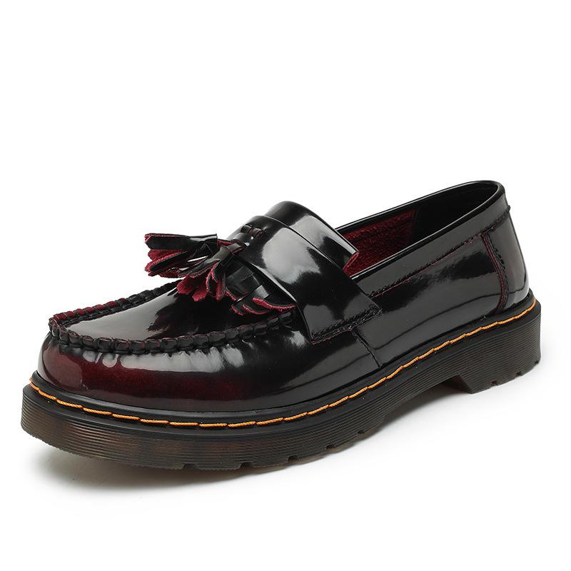 Tassel Men's Leather Low Top Martin Shoes Fashion Student Round Head Crazy Horse Leather Casual