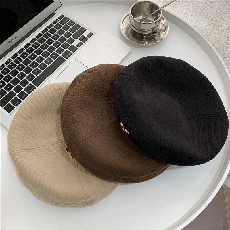 Woolen Beret Women's Autumn and Winter Retro Design Sense Niche Painter Hat Autumn and Winter Show Face Small Hat Advanced Sense