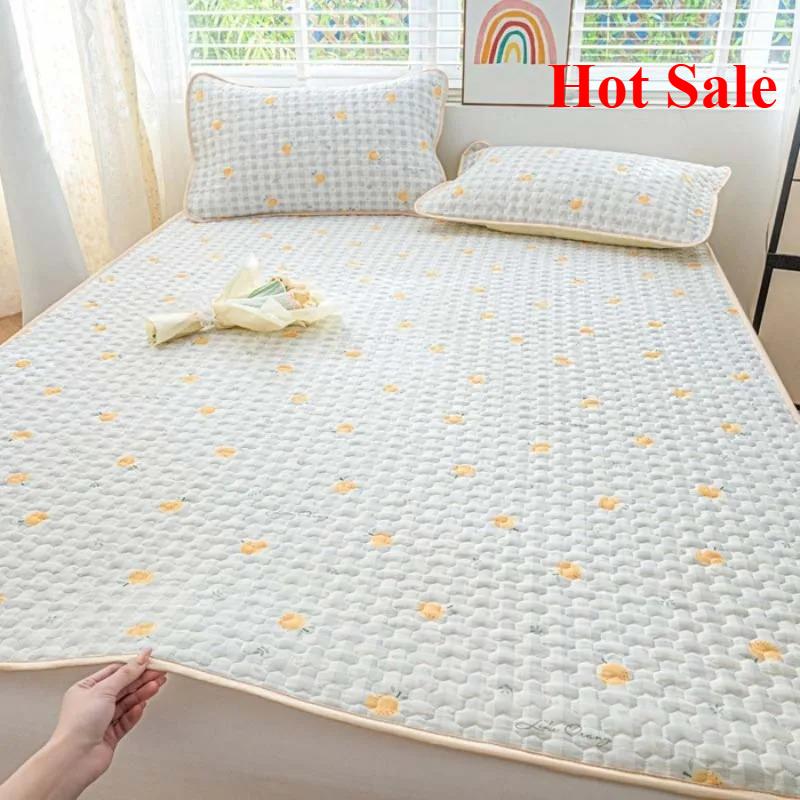 Ice silk mat cool mattress protective cover 3-piece set machine washable cool air conditioner seat