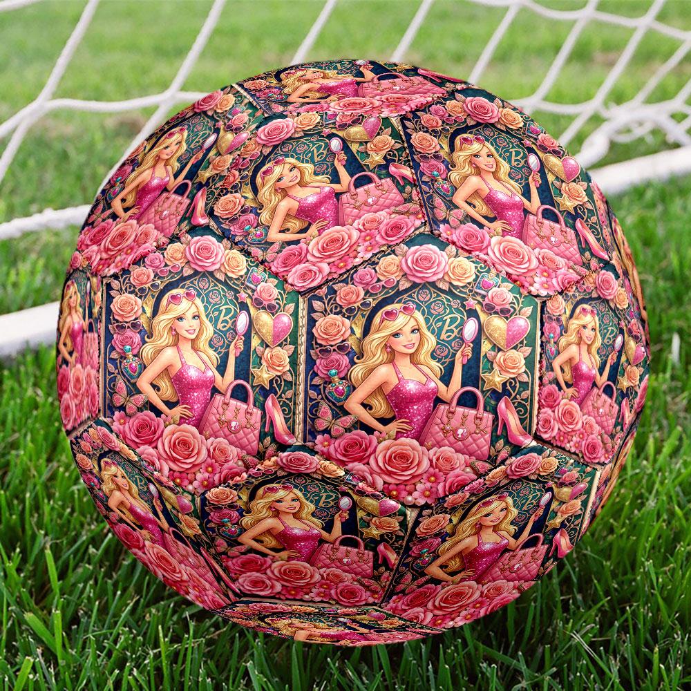 Barbie Print Size 5 Soccer Ball, Standard Match Football for Sports Game and Team Practice, Ideal Gift for Soccer Fans