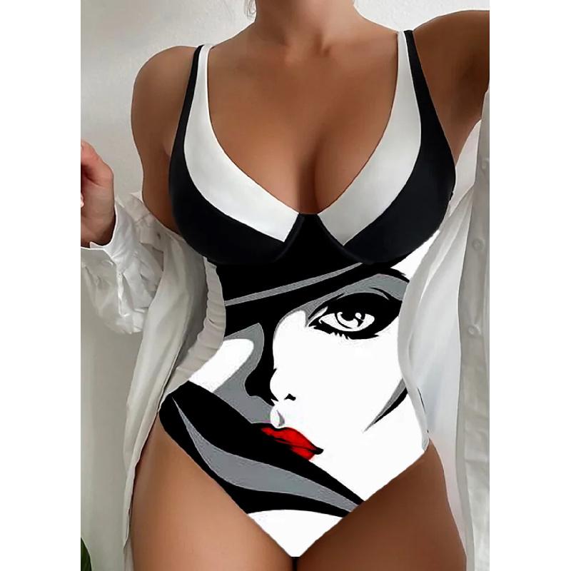 Women One Piece Swimsuit With Floral Print Padded Wireless Sleeveless Open Back Swimwear For Beach Pool Swimming Water Sports S-4XL