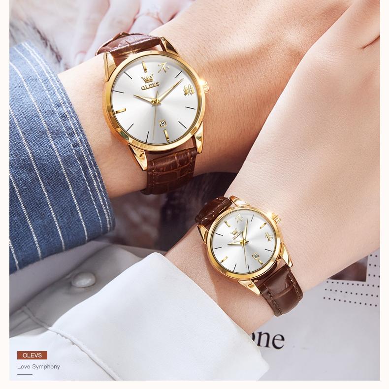 OLEVS Merkeklokke Kvartsuttrykk Folkedagsgave Vanntett Parklokke Herreklokke