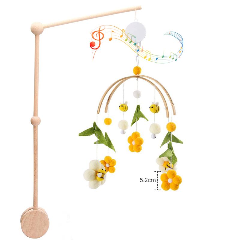 3Pcset Baby Wooden Bed Bell Bracket Mobile Hanging Rattles Toy Hanger Baby Crib Mobile Bed Bell Wood Toy Holder Arm Bracket