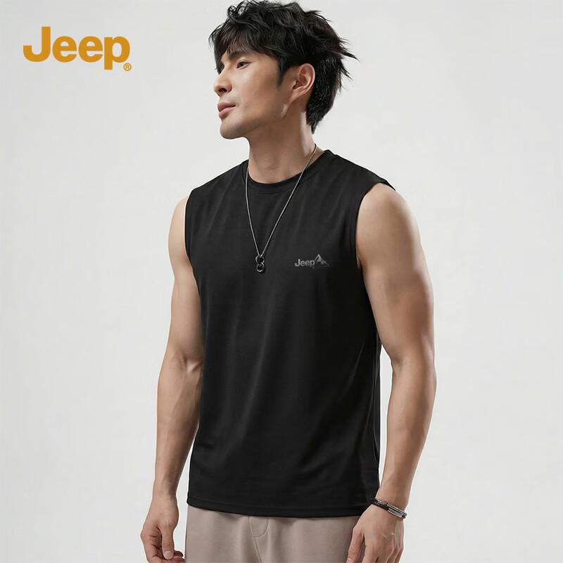 JEEP Men s Ice-Feel Pique Letter Graphic Tank Top M