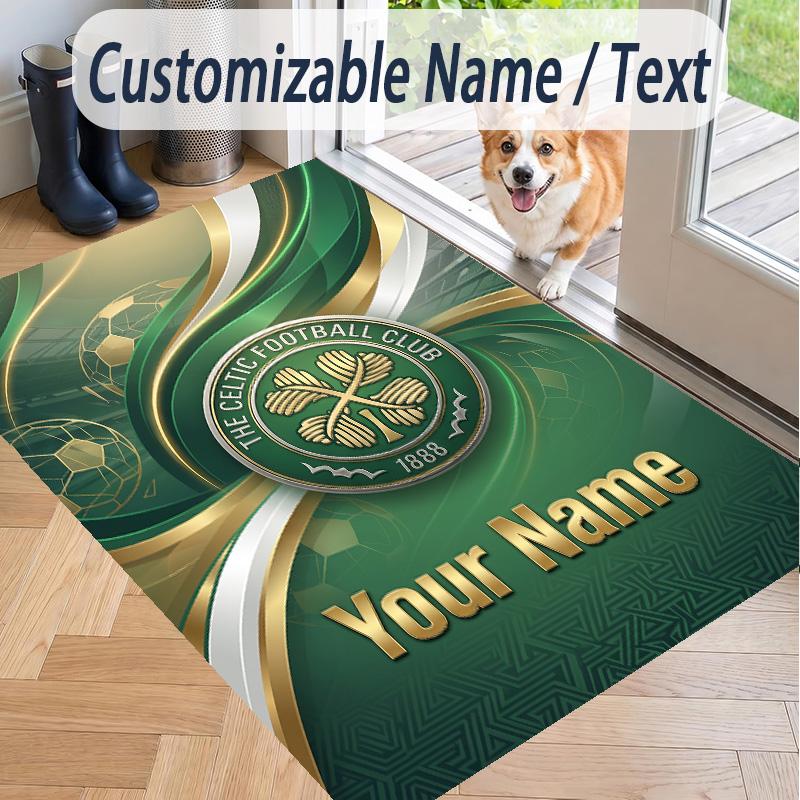Custom Text Printed Rug Celtic FC Non Slip Floor Carpet For Home Room Decor