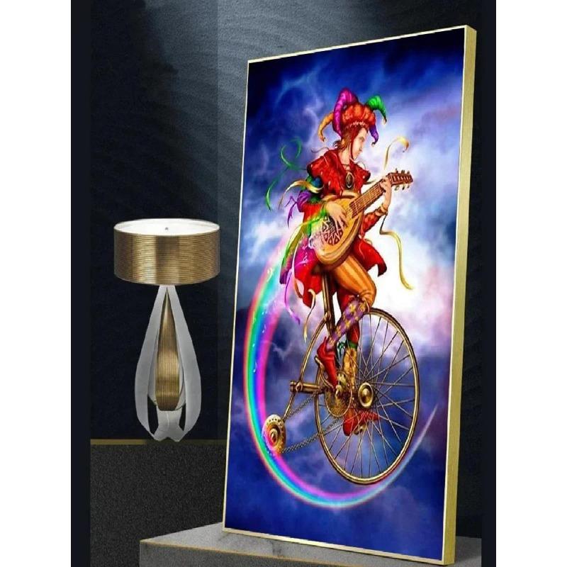 Živé plátno s cirkusovým klaunem Náladové plakáty s akrobatickým žonglérem pro obývací pokoj, dekorace hřiště