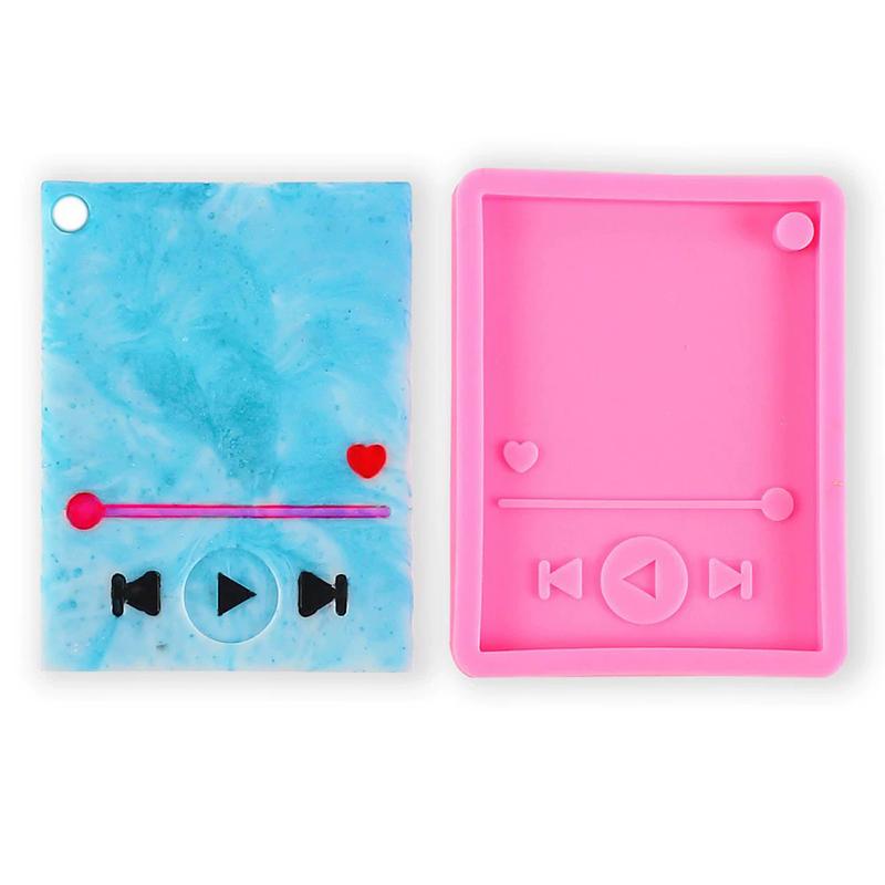 WTEMPO Keychain Silicone Molds Kit Music Player Shaped Design Crafts Making Molds DIY Keychain Gifts Resin Molds for Beginners & Lovers