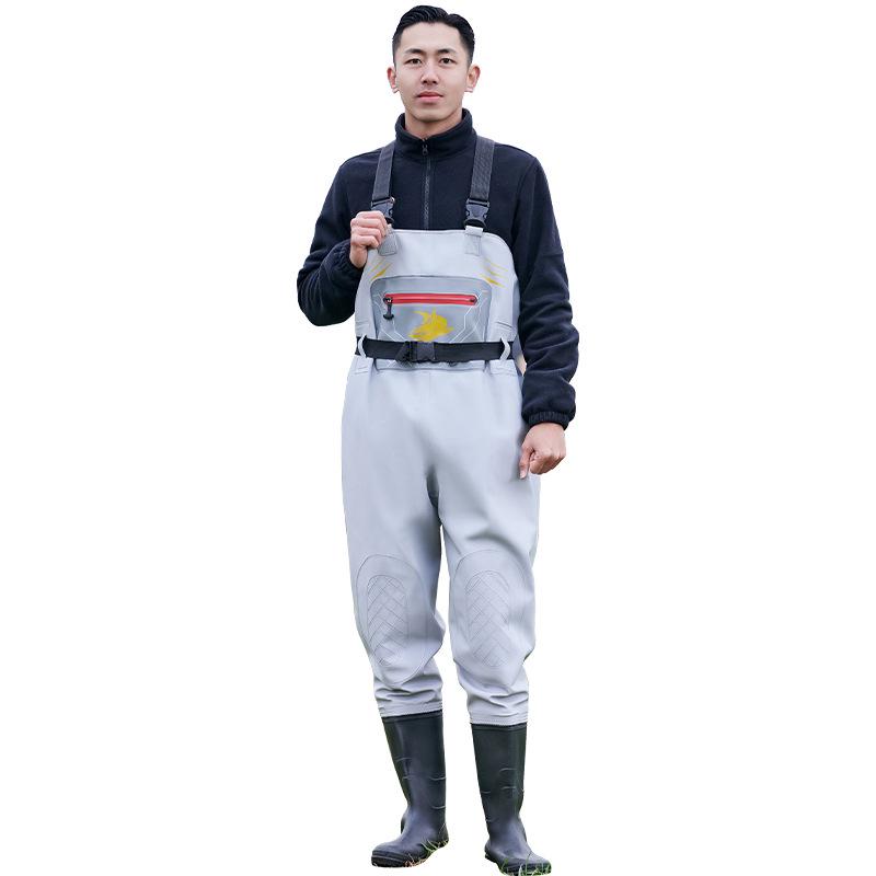 Shark Ultralight Waterproof Wading Pants with Rain Boots for Fishing
