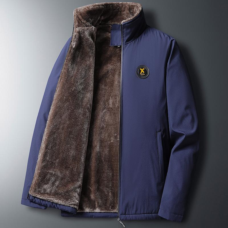 Men's Padded Cotton Clothing Fashion Casual Solid Color Windproof Lapel Long-Sleeved Jacket Street Beat Men's