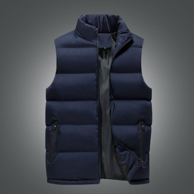 Autumn and Winter New Men's Casual Vest Stand-up Collar Solid Color Cotton Vest Men's Vest Jacket