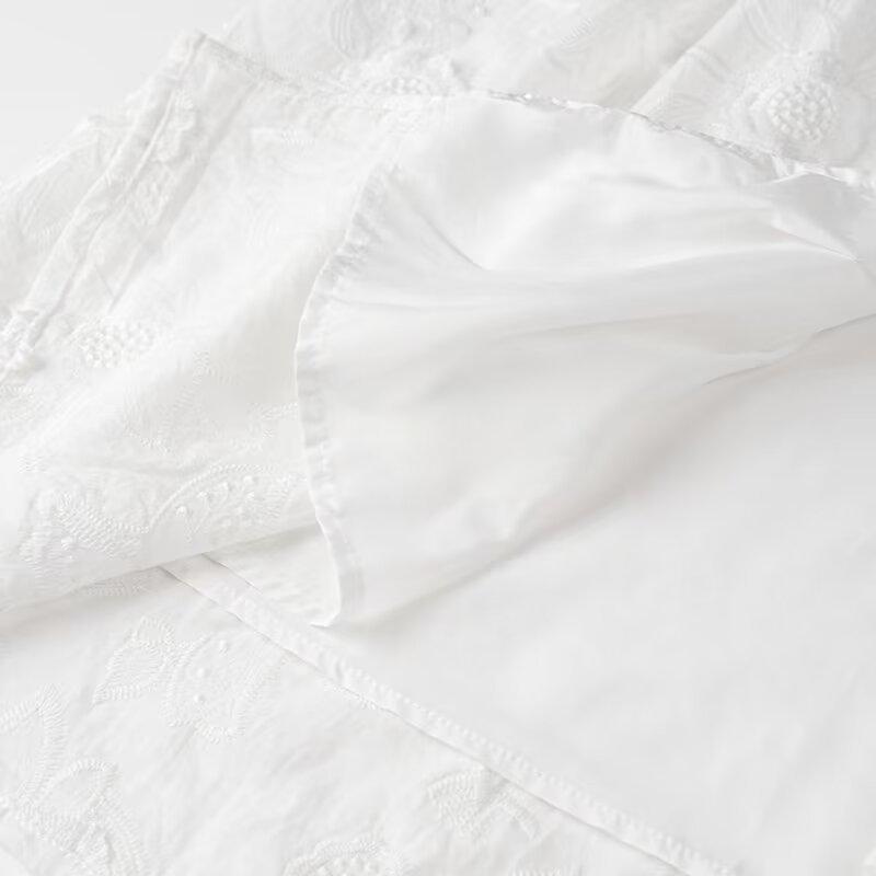 2025 Herbst Damen Weiß Besticktes Kurzarmkleid