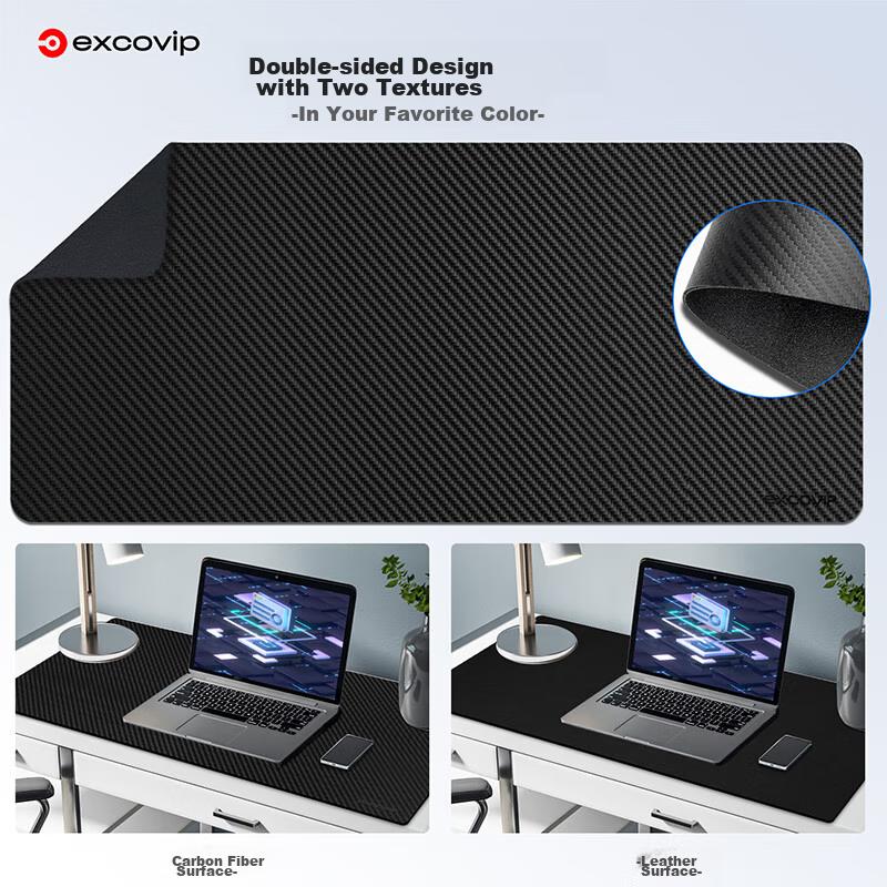Mouse Pad, Carbon Fiber Computer Desk Mat, Laptop Office Desk Pad, Waterproof Leather, 1000*500*2mm