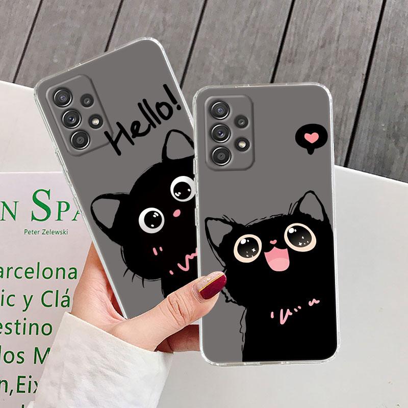 Schwarze Katzen Süße Katze Transparente Weiche Handyhülle Für Samsung Galaxy A56 A57 A37 A55 A54 A36 A35 A26 A25 A16 A17 A07 A52 A73 A21s Hülle