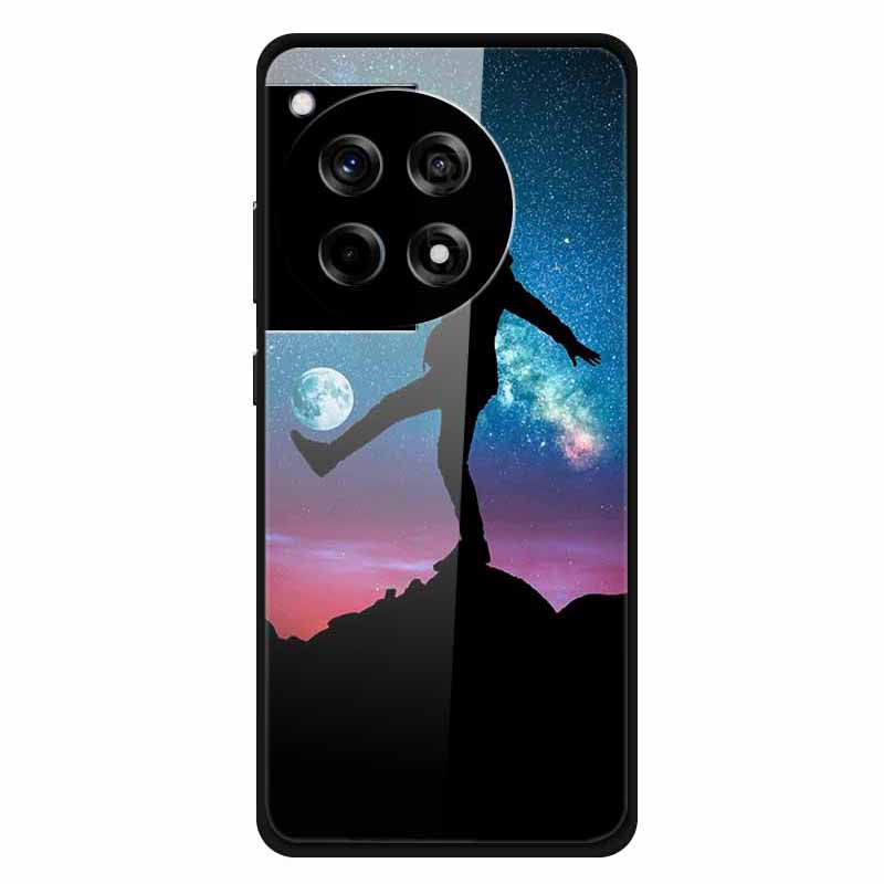For OnePlus 12R 5G/Ace 3 5G Case Stylish Pattern PC+TPU+Tempered Glass Cell Phone Cover