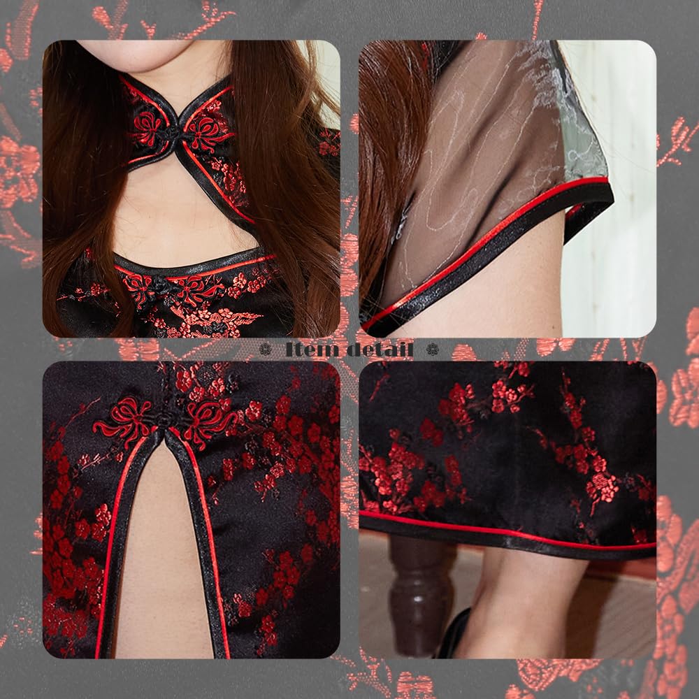 Brightlara Women's Long Cheongsam Dress, Halloween Costume, cos073-RB-M