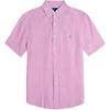 Polo Striped Pony Logo Embroidered Short Sleeve Linen Shirt Men Shirts Pink 710802622-002