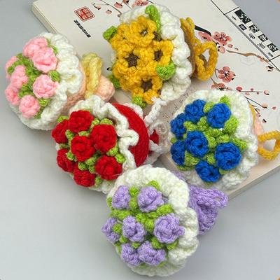 Häkelrose Blumenstrauß Dekoration Handgefertigt Strickerei Floral Ornament Fertige Hand