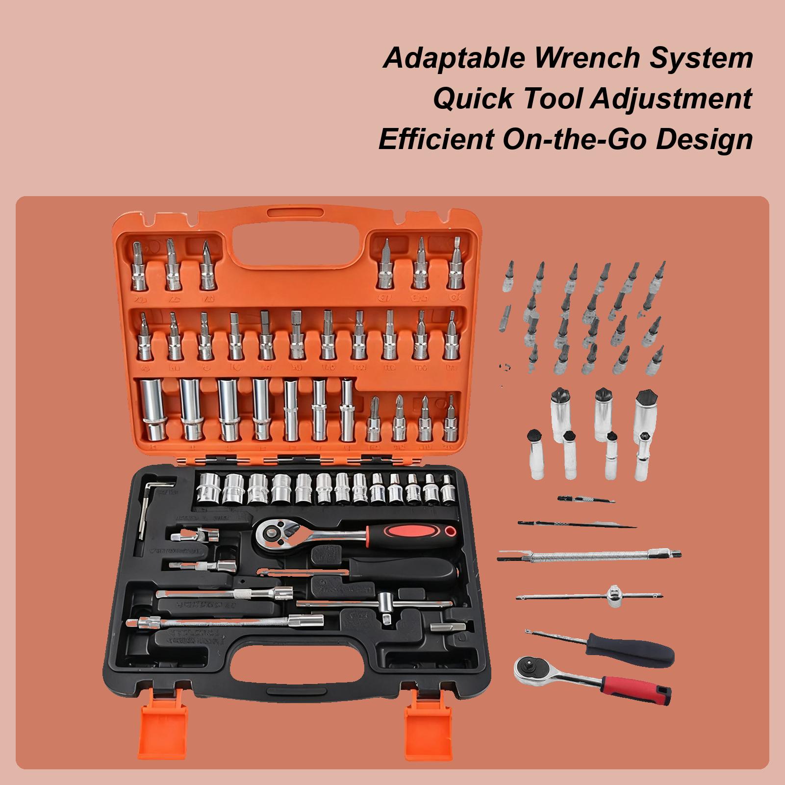 

Socket Wrench Set 53 Pieces Carbon Steel Spanner Kit With Storage Case Ratchet Spanner Wrench Tool For Plumbing Mechanical CN