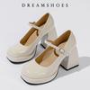 Fashion Women's High Heels Pumps Mary Janes Shoes Platform Pink Black Red Heeled Working Party Dance Wedding Female  Shoes