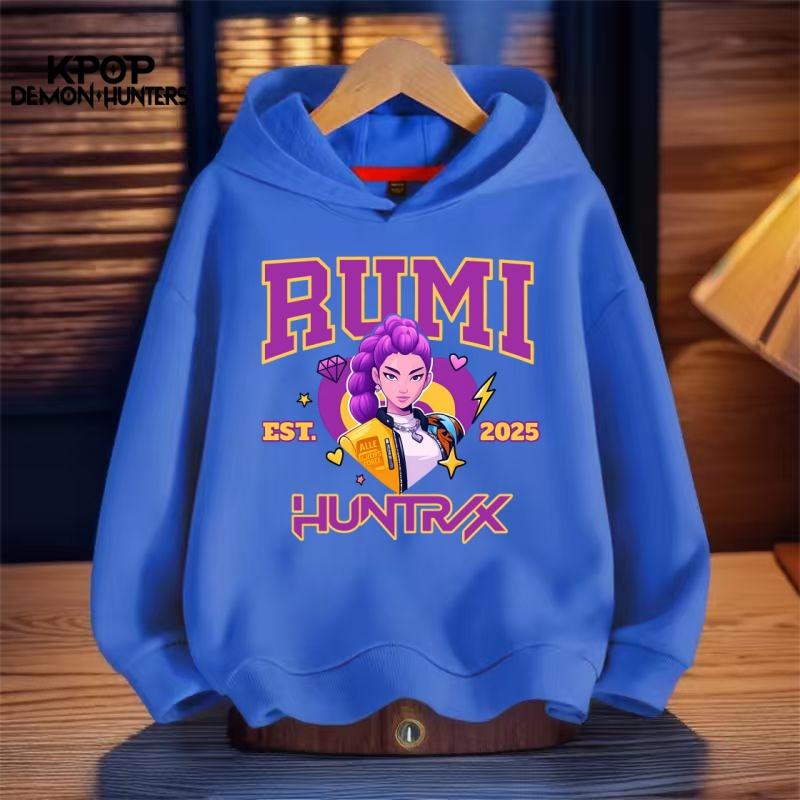 

Худи K-pop Охотники на демонов для мальчиков и девочек с длинным рукавом, верхняя одежда Saja Boys с принтом, с капюшоном, модный пуловер для детей 100