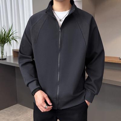 Printemps et Automne Veste Tendance Décontractée Ample à Col Montant pour Homme Haut d'Automne