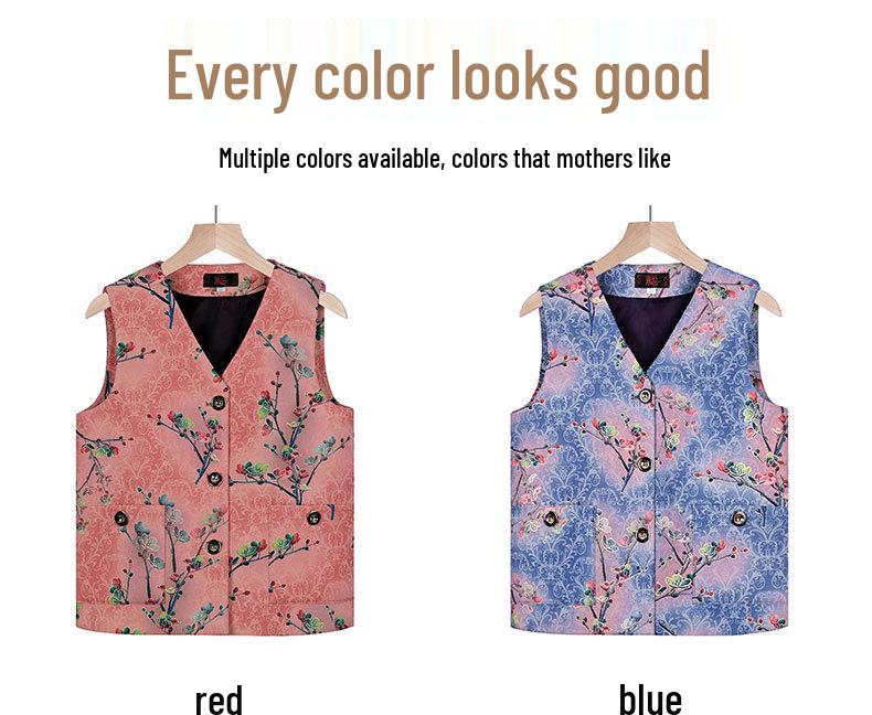 Elderly Women's Sleeveless Cardigan - Plus Size Grandma Vest for Spring/Autumn