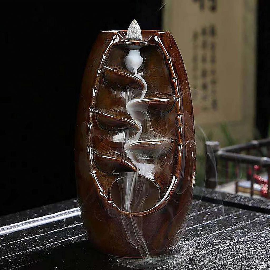 Backflow Incense Burner with 120 Incense Cones and 30 Sticks - Incense Holder Set with Cushion, Tweezers, Velvet Box for Home Decor
