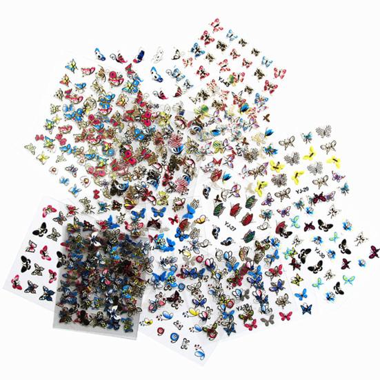

24Pcs Manicure Decal Easy to Apply Self-adhesive Paper Three-dimensional Butterfly Nail Sticker