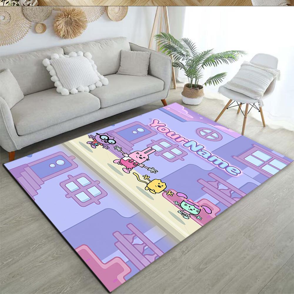 Wow! Wow! Wubbzy Personalized Name Floor Mat Design for Foyer Living Rooms Bedrooms Balcony Anti-slip Rug Decorate Offices