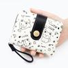 Casual Bi-Fold Kawaii Cat Wallet - Chic Credit Card & Coin Clutch With Secure Buckle Polyester Lining And Convenient Lanyard
