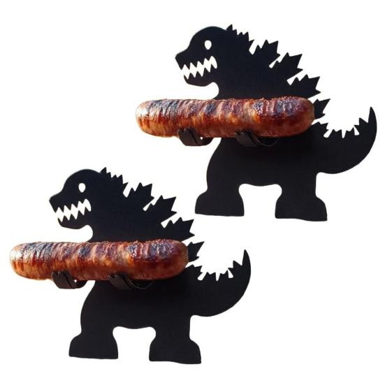 

Забавные держатели для хот-догов в виде динозавров для гриля, подставка для барбекю, металлическая решетка для шашлыка для пикников на открытом воздухе, семейных A