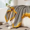 Nordic Sofa Blanket Diagonal Stripe Knitted Shawl Blanket Autumn Winter Home Decor Office Nap Bedspread Warm Bed Tail Cover