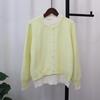 Crew Neck Fake Two-piece Knitted Cardigan Women's Autumn and Winter New Loose Contrasting Color Design Temperament Sweater Jacket