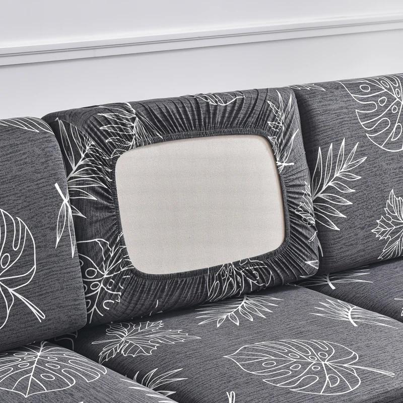 Stretch-bedruckter Stretch-Sofa-Sitzkissenbezug, Rückenlehnenbezug, Schutz für Couch, Sofabezug, L-Form, Chaselong-Schonbezüge