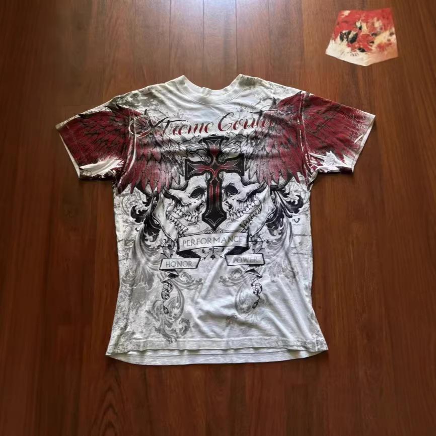 Cross-border new gothic unisex T-shirt top, short-sleeve T-shirt, Y2K trendy brand skull top, short-sleeve