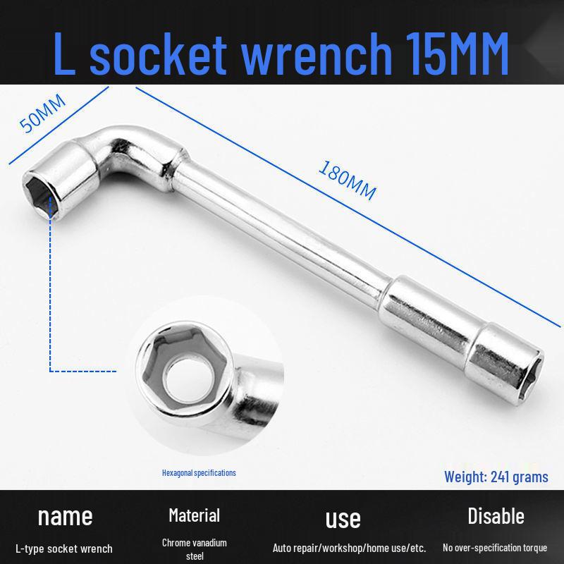 L-Shaped Hex Socket Wrench Set with Double-Ended Elbow and Perforated Pipe Wrench.